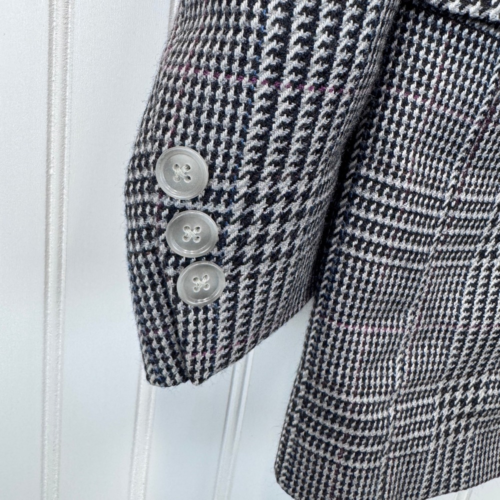 Burberrys Blazer Men 44L Grey Glen Plaid Sport Coat Vintage Dark Academia Luxury - Picture 12 of 16